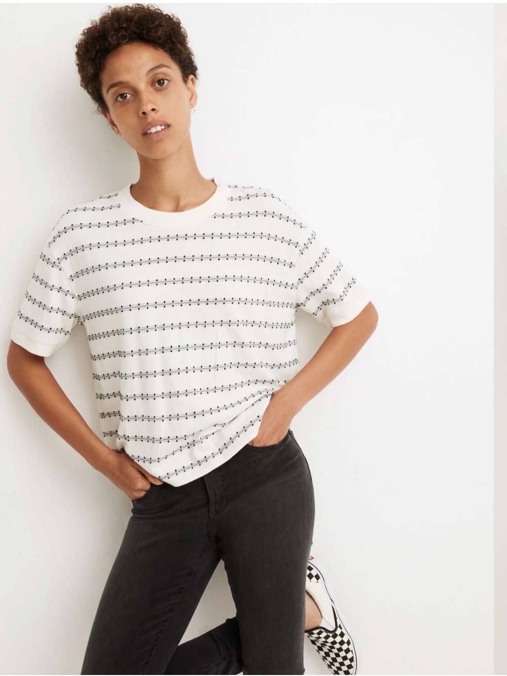 Madewell White Short-Sleeve Stripe Tee